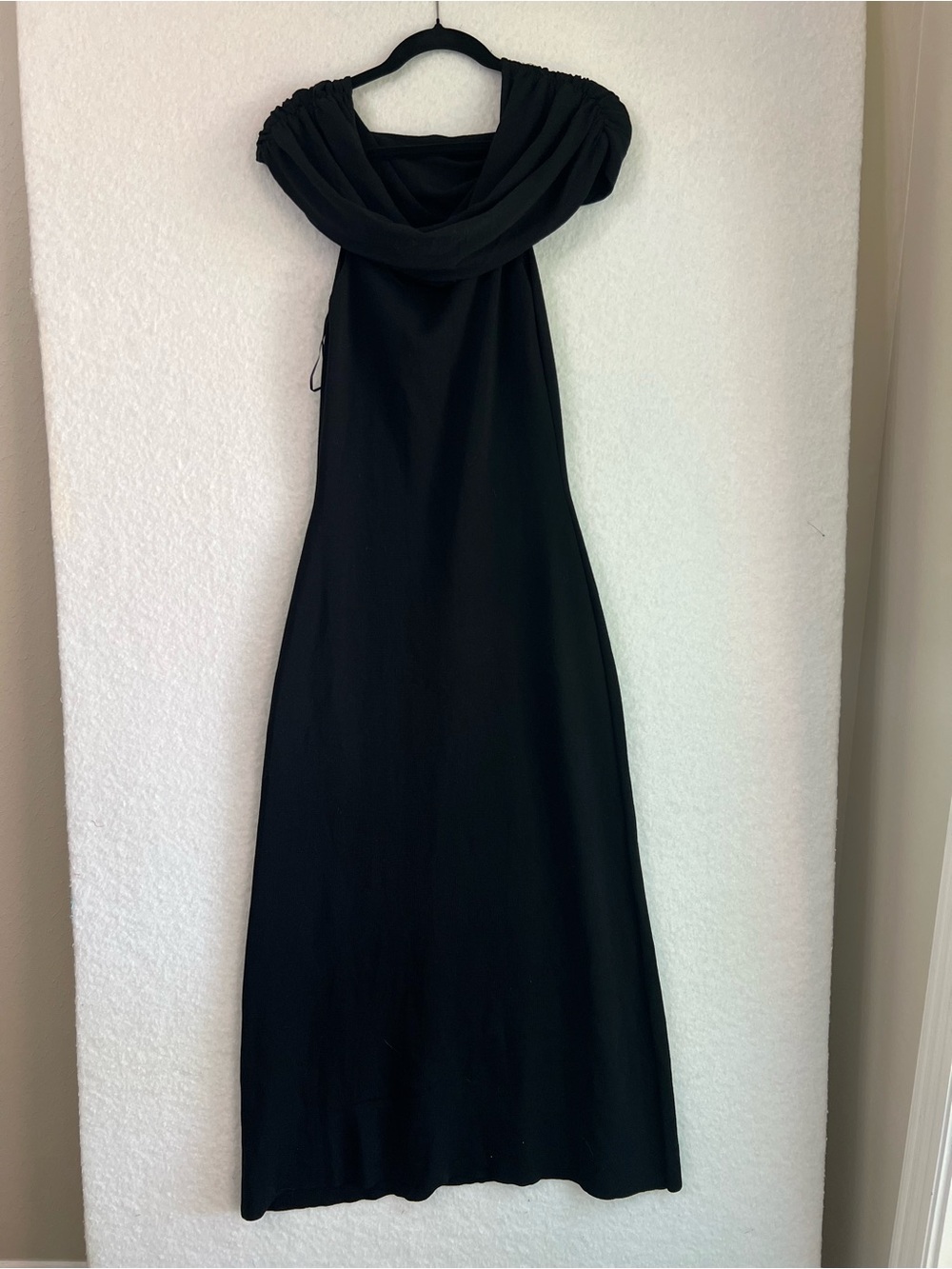 Mango Black Draped Neck Maxi Dress